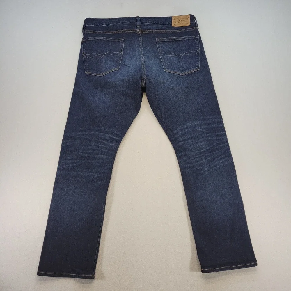 Polo Ralph Lauren Jeans Mens 36x30 Blue Varick Slim Straight Dark Wash Denim